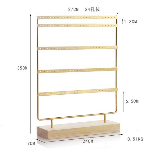 Simple Style Solid Color Solid Wood Iron Jewelry Display Jewelry Rack