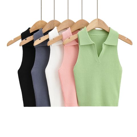Women's Wrap Crop Top Sleeveless Tank Tops Streetwear Solid Color