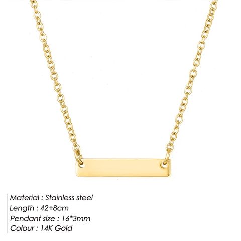 304 Stainless Steel 14K Gold Plated Simple Style Classic Style Plating Solid Color Pendant Necklace