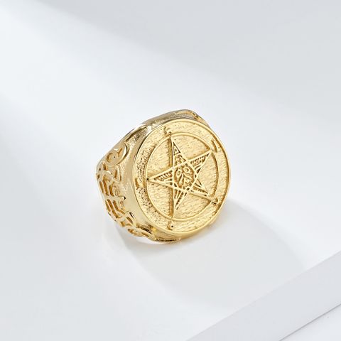 Casual Retro Star Hammer 304 Stainless Steel 18K Gold Plated Unisex Rings