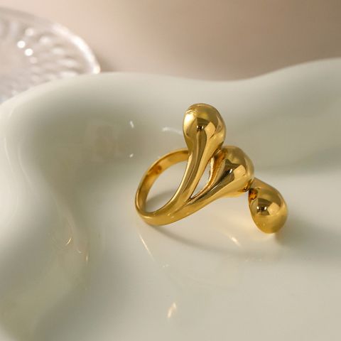 316 Stainless Steel  18K Gold Plated Simple Style Classic Style Plating Solid Color Rings