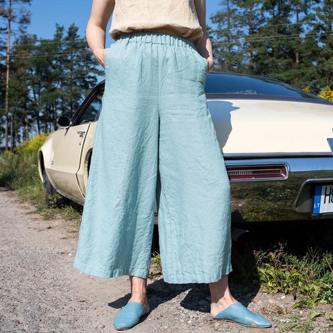 Women's Casual Simple Style Solid Color Ankle-Length Casual Pants Wide Leg Pants