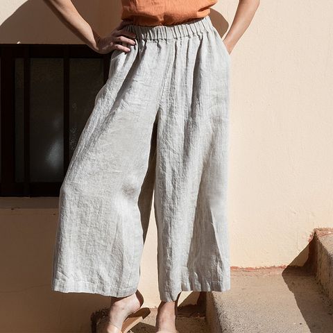 Women's Casual Simple Style Solid Color Ankle-Length Casual Pants Wide Leg Pants