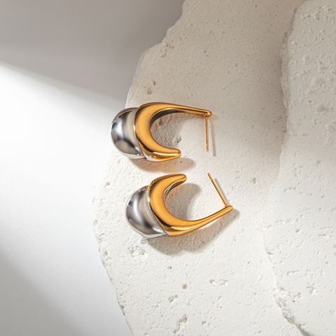 1 Paar Einfacher Stil Klassischer Stil U-Form Eis Überzug Dreidimensional Edelstahl 304 14 Karat Vergoldet Ohrstecker