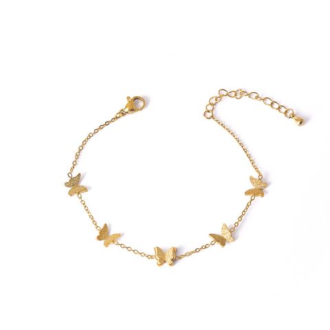 Simple Style Classic Style Flower Titanium Steel Gold Plated Bracelets In Bulk