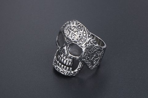 Gothic Retro Funny Skull 304 Stainless Steel Polishing Men's Rings