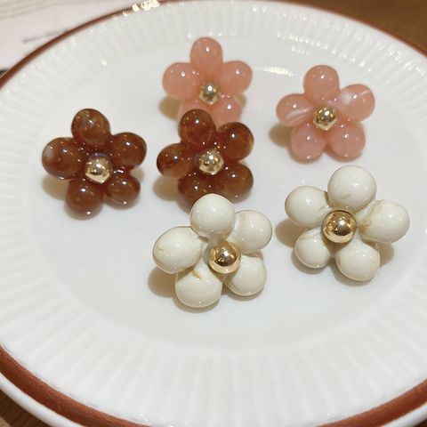 1 Pair Elegant Sweet Flower Resin Ear Studs