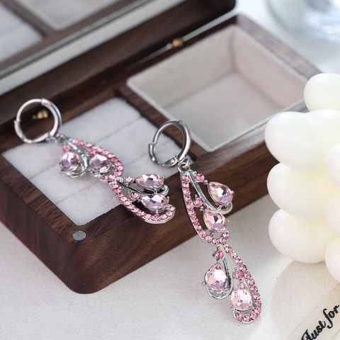 1 Pair IG Style Shiny Water Droplets Plating Inlay Alloy Rhinestones Drop Earrings