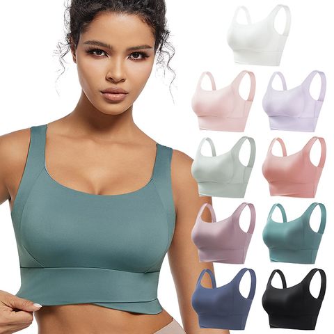Simple Style Sports Solid Color Nylon Active Tops Bralette