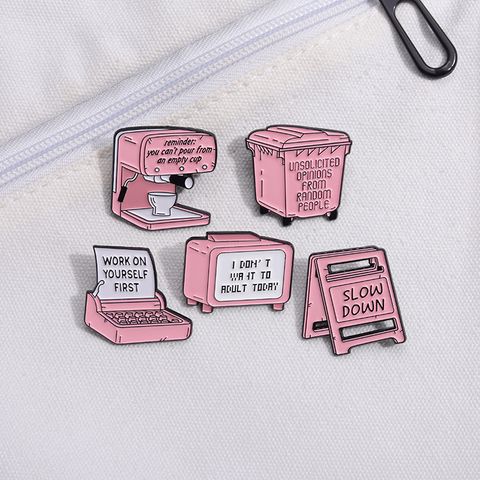 Cartoon Style Cowboy Style Fax Machine Coffee Machine Alloy Stamping Stoving Varnish Plating Women's Brooches