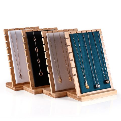 Simple Style Solid Color Bamboo Wood Patchwork Jewelry Display