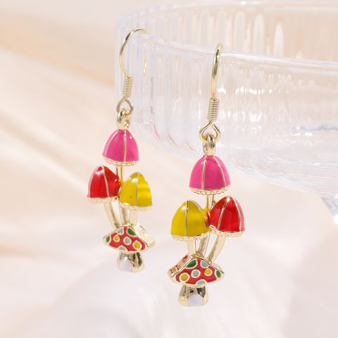 1 Pair IG Style Sweet Mushroom Enamel Zinc Alloy Drop Earrings