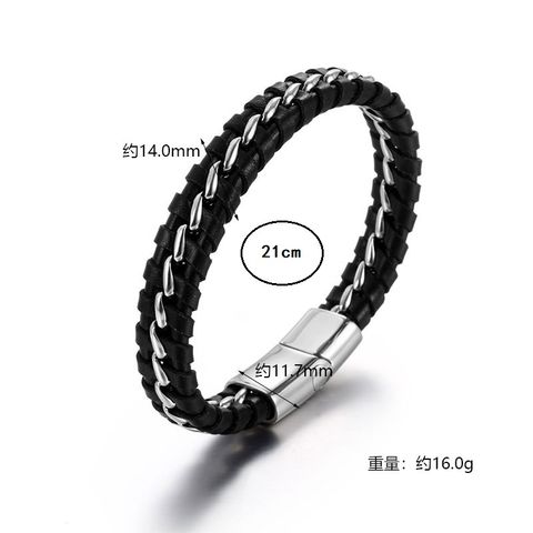 Korean Titanium Steel Braided Leather Bracelet Men's Bracelet
