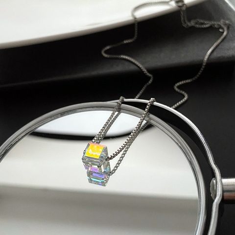 Fashion Geometric Plating Glass Titanium Steel Necklace