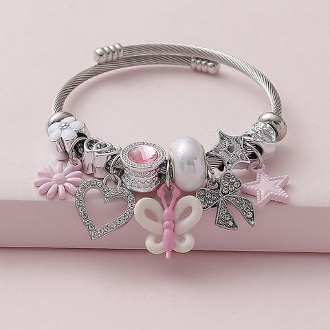 Wholesale Jewelry Princess Luxurious Sweet Butterfly Bow Knot High Heel Alloy Copper Rhinestones Inlay Bracelets