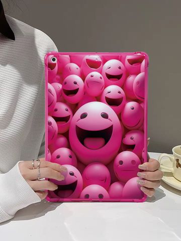 El Plastico Dibujos Animados Cara Sonriente Lindo Funda Protectora Para Tableta PC Accesorios Para Teléfono