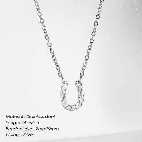U-shaped Letter Pendant Stainless Steel Jewelry Necklace