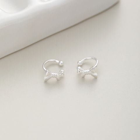 1 Pair Romantic Simple Style Bow Knot Sterling Silver Ear Cuffs