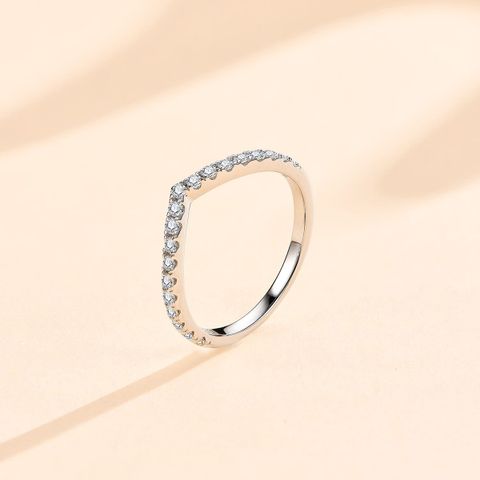 Sterling Silver 14K Gold Plated White Gold Plated Bridal Classic Style Plating Inlay V Shape Zircon Rings