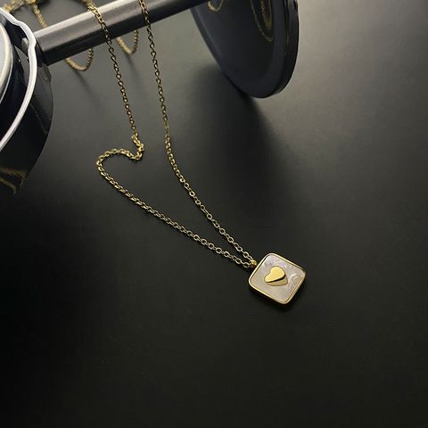 Sweet Heart Shape Titanium Steel Plating Shell Pendant Necklace