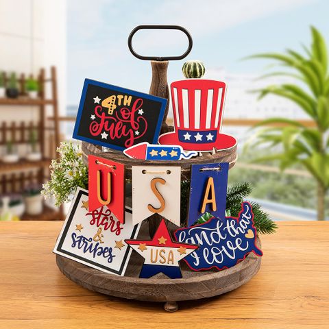 Ethnic Style Flag Usa Wood Indoor Daily Ornaments
