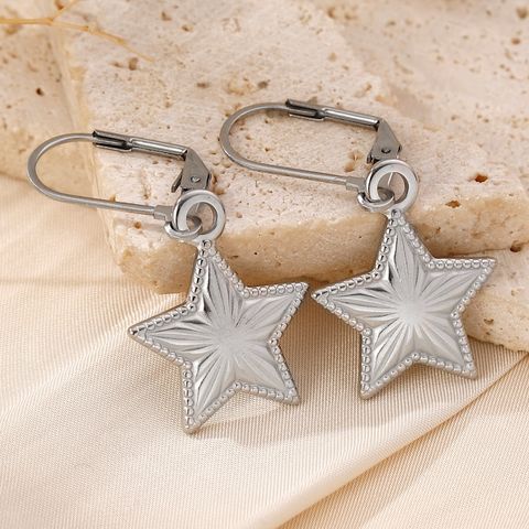 1 Pair Vacation Pastoral Simple Style Star Heart Shape Butterfly Plating 304 Stainless Steel 18K Gold Plated Drop Earrings