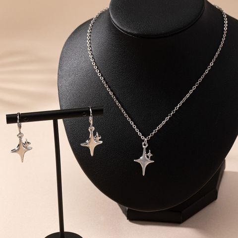 Elegant Lady Streetwear Geometric Four Eight-Pointed Stars Alloy Metal Wholesale Earrings Necklace Jewelry Set