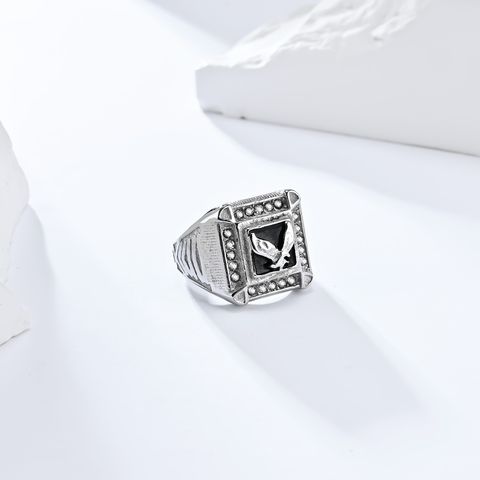 304 Stainless Steel 18K Gold Plated Modern Style Simple Style Classic Style Inlay Eagle Rhinestones Rings