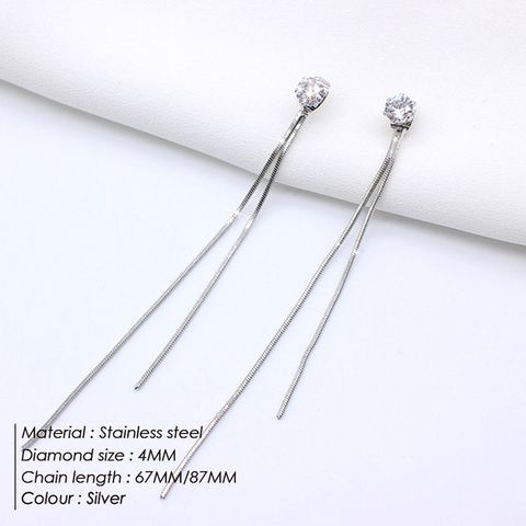 Korean Long Chain Tassel Jewelry New 316l Titanium Steel Earrings