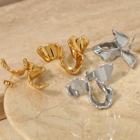 1 Pair Casual Simple Style Curve 304 Stainless Steel 16K Gold Plated White Gold Plated Gold Plated Ear Studs