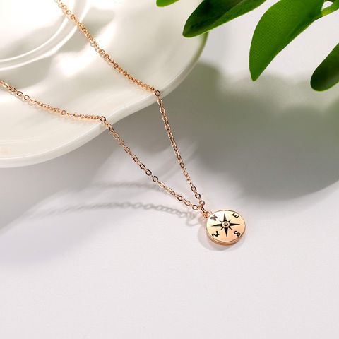 Wholesale Simple Style Compass Copper Pendant Necklace