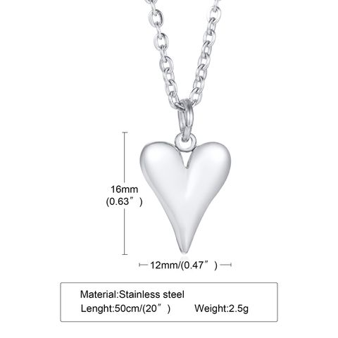 Simple Style Heart Shape Stainless Steel Titanium Steel Plating Pendant Necklace 1 Piece
