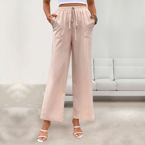 Women's Business Outdoor Daily Simple Style Solid Color Full Length Printing Casual Pants Wide Leg Pants