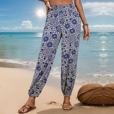Women's Holiday Outdoor Daily Vacation Printing Full Length Printing Casual Pants Wide Leg Pants