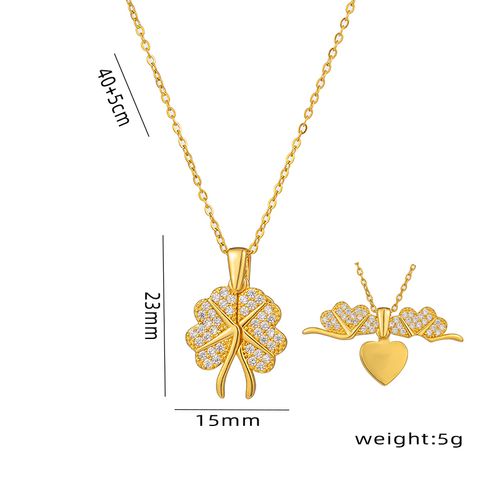 Titanium Steel Sweet Flower Butterfly Plating Pendant Necklace