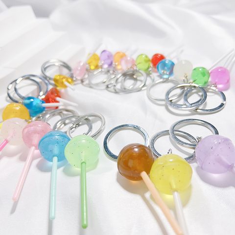Simple Style Classic Style Lollipop Synthetic Resin Metal Button Bag Pendant Keychain