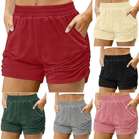 Women's Holiday Daily Simple Style Solid Color Shorts Pocket Casual Pants Straight Pants