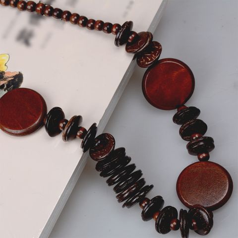 Ethnic Style Classic Style Round Wooden Beads Wood Coconut Shell Charcoal Beaded Women's Long Necklace