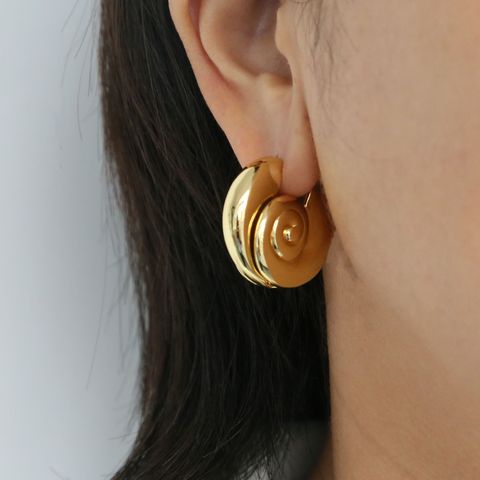 1 Pair Exaggerated Simple Style Spiral Plating Copper Earrings