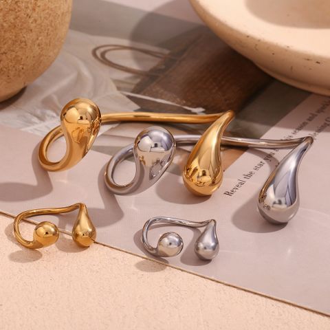 304 Stainless Steel 18K Gold Plated Basic Simple Style Classic Style Plating Water Droplets Solid Color Rings Bracelets