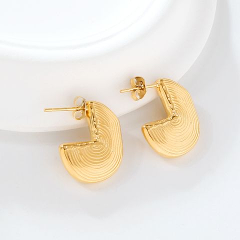 1 Pair Simple Style Classic Style Swirl Pattern Plating 304 Stainless Steel 18K Gold Plated Ear Studs