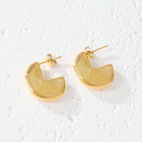 1 Pair Simple Style Classic Style Swirl Pattern Plating 304 Stainless Steel 18K Gold Plated Ear Studs