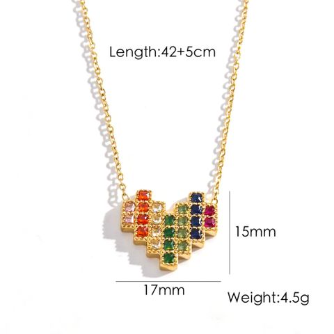304 Stainless Steel 14K Gold Plated IG Style Y2K Modern Style Inlay Heart Shape Zircon Pendant Necklace