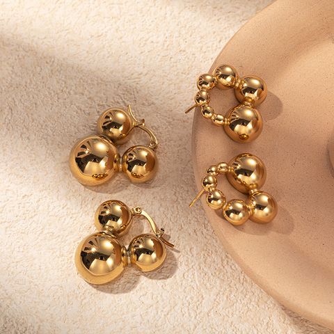 1 Pair Cute Simple Style Semicircle Plating 304 Stainless Steel Gold Plated Ear Studs