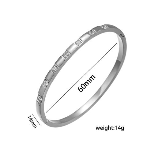 Titanium Steel Simple Style Plating Inlay Solid Color Zircon Bangle
