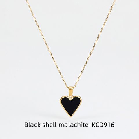 Wholesale Fashion Heart Shape Stainless Steel Inlay Shell Earrings Necklace