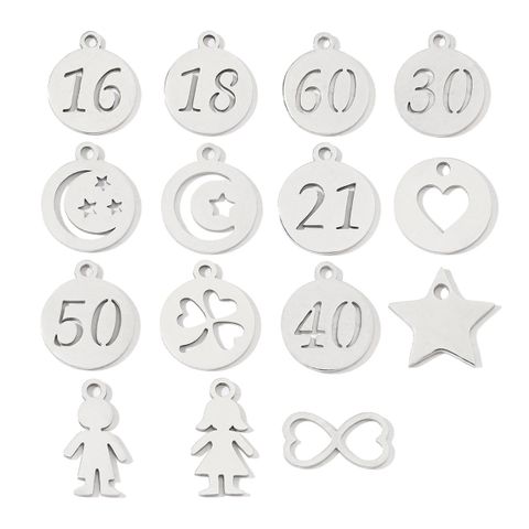 20 PCS/Package 201 Stainless Steel Number Polished Pendant