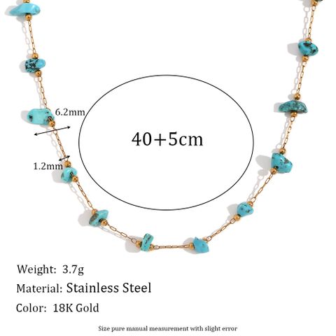 304 Stainless Steel Turquoise 18K Gold Plated Vintage Style Simple Style Classic Style Plating Irregular Bracelets Necklace