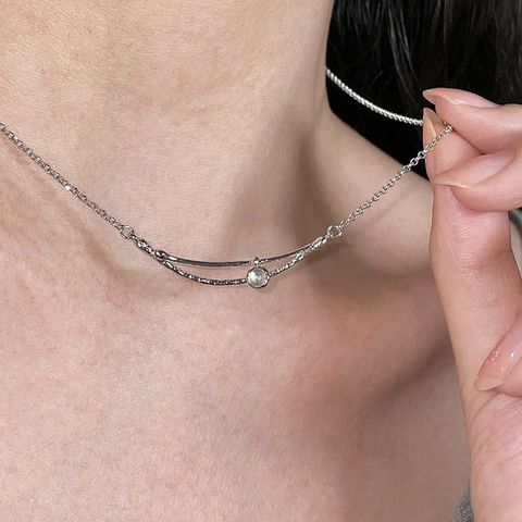 Geometric Necklace For Women 2023 New Light Luxury Minority Design Sense Summer Commuting Titanium Steel Clavicle Chain Fashion