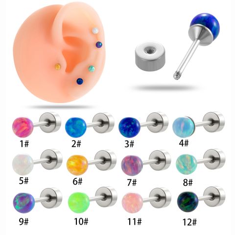 1 Piece Ear Cartilage Rings & Studs Vintage Style Simple Style Round 316 Stainless Steel  Inlay Rhinestones Ear Cartilage Rings & Studs